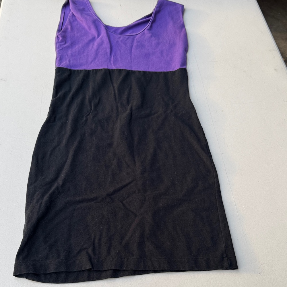 Purple and Black Sleeveless Dress